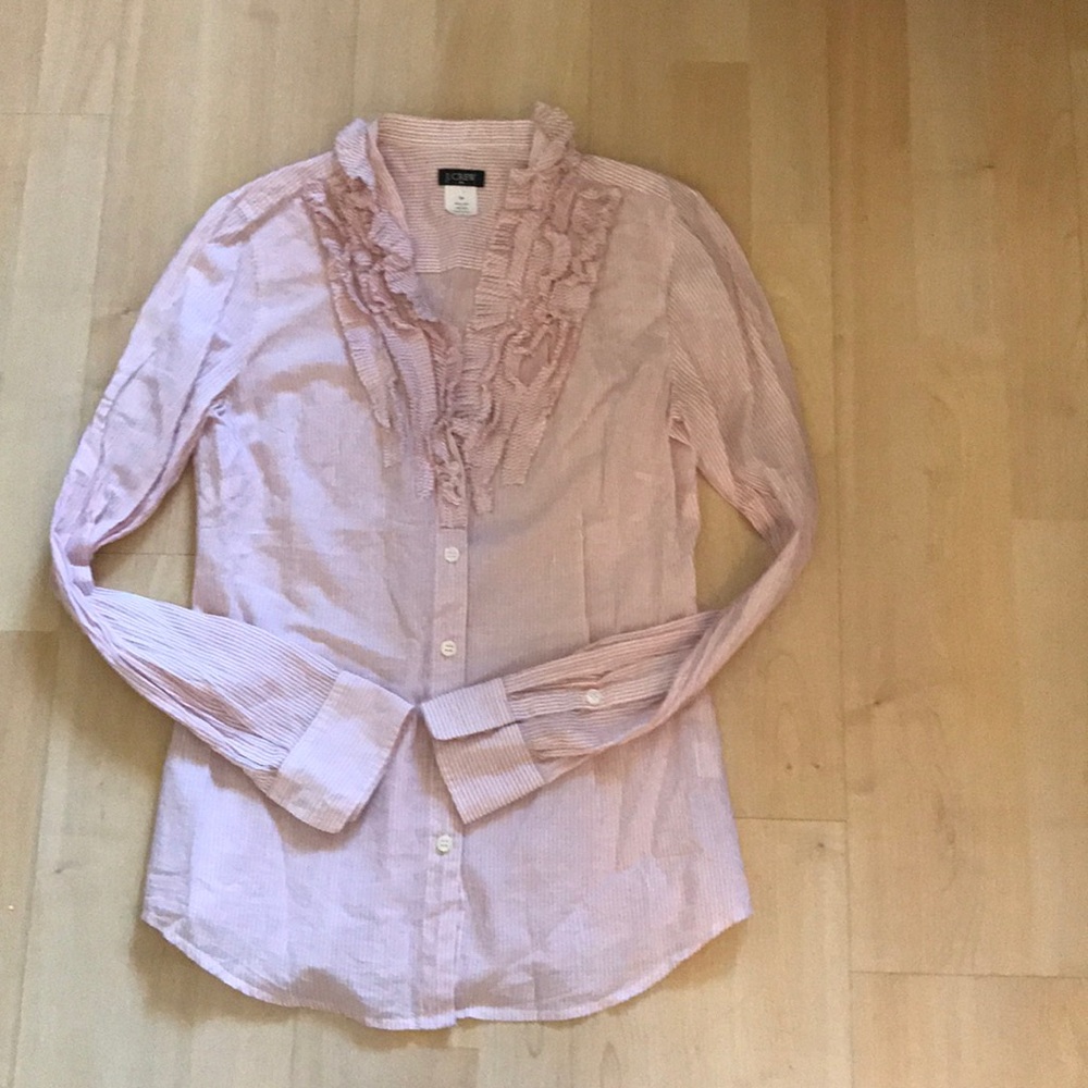 Jcrew ruffle front button down shirt